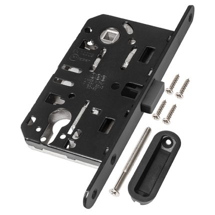 Замок межкомнатный AGB (АГБ) магнит. под цил. MEDIANA POLARIS B06103.50.93.567 с отв. планк B02402.05 (чёрный)